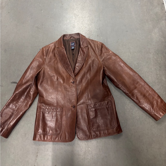GAP Leather Jacket - Women's L Great Used Condition - Picture 3 of 6